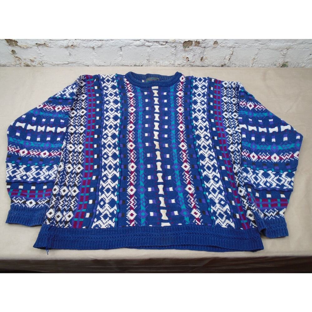 VINTAGE ETCHINGS I C COOGI STYLE COSBY BIGGIE SWEATER MENS SZ XL